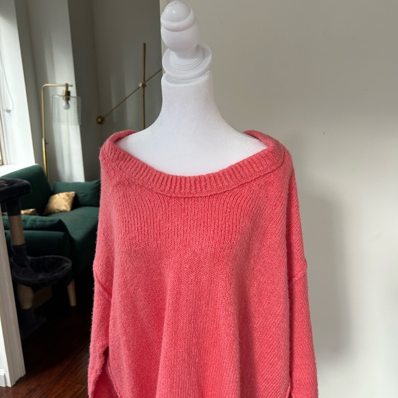 Free People Oversized Off-the-Shoulder Coral Sweater - Picture 11 of 11